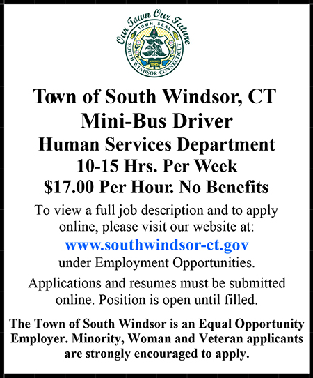 Town of South Windsor Mini Bus Driver Ad