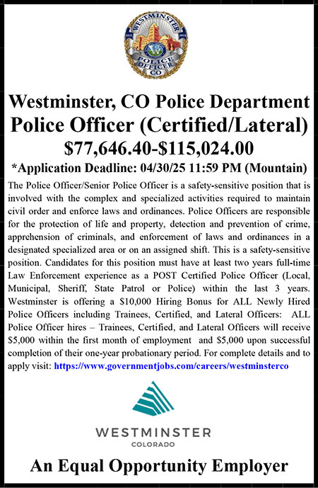 Westminster CO Lateral Police Ad.pub