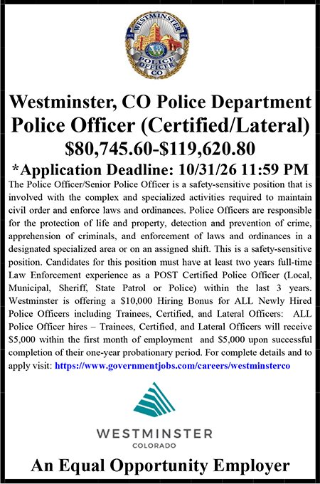 Westminster CO Lateral Police Ad.pub