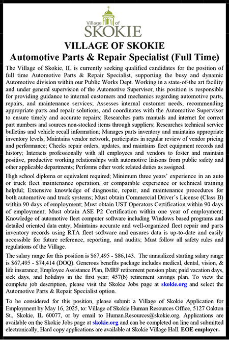 Village of Skokie Automotive Parts and Repair Specialist.pub