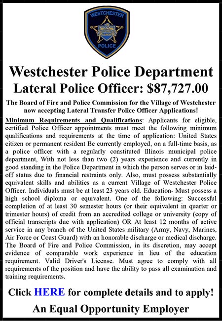 Westchester IL Lateral Police Ad.pub